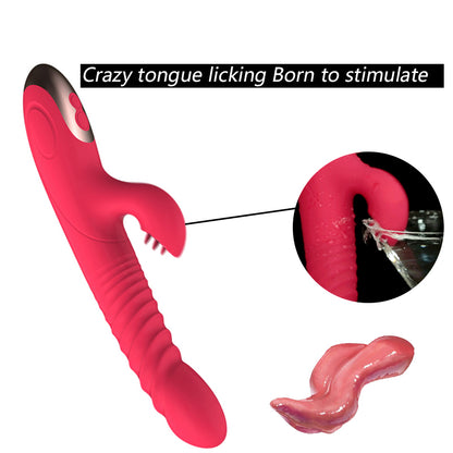 Tongue Licking Vibrator Dildo Retractable Vibrator, Rechargeable Smart Heated Adult Sex Toy for Women and Games