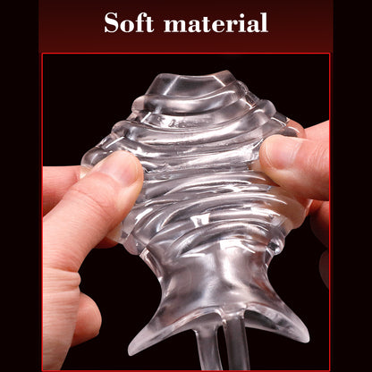 Reusable Condoms Transparent erotic crystal enlarged and bold condoms couple toys adult sex products Transparent Erotic Wolf Teeth Penis Cover