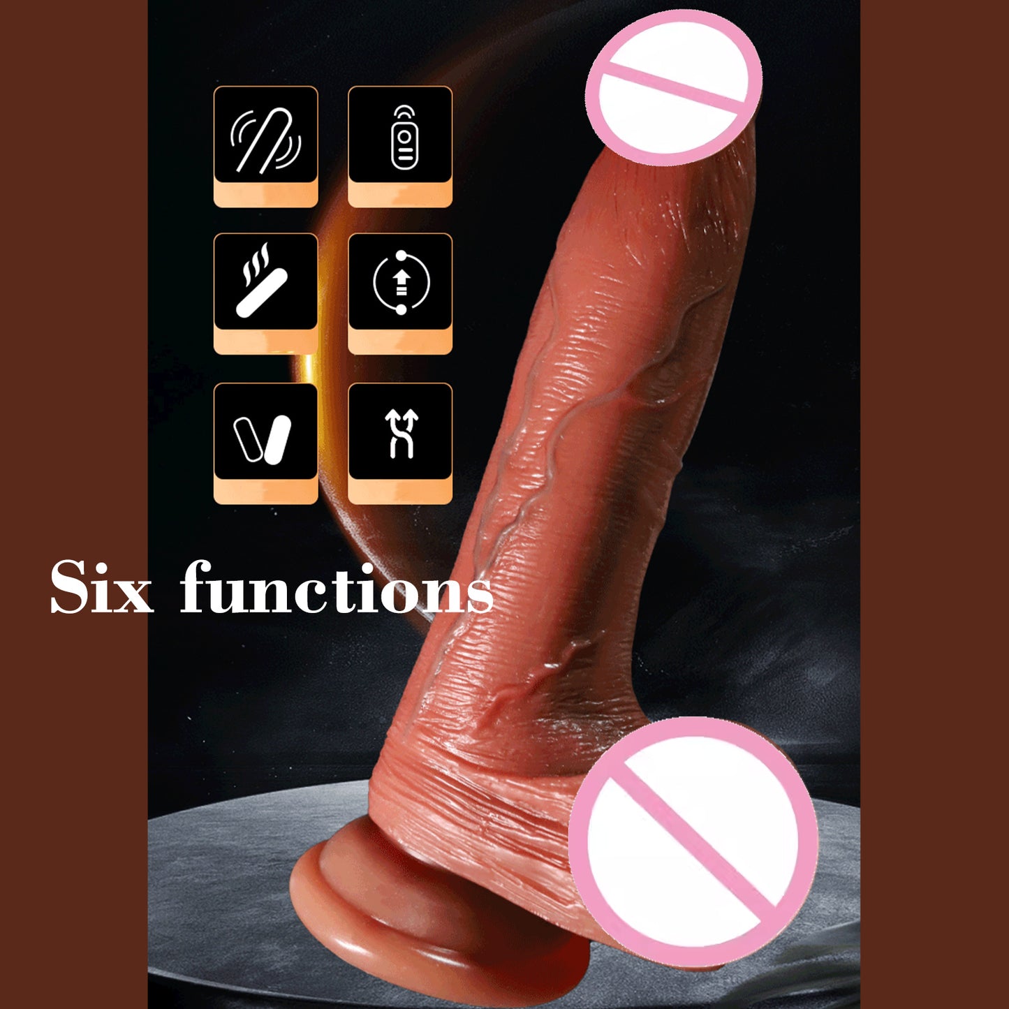 Fully automatic giant silicone dildo for beginners with lifelike and realistic veins, with strong suction cup and scrotum for hands-free play with adult toys