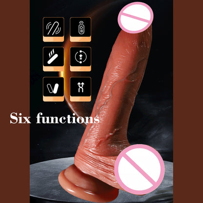 Fully automatic giant silicone dildo for beginners with lifelike and realistic veins, with strong suction cup and scrotum for hands-free play with adult toys