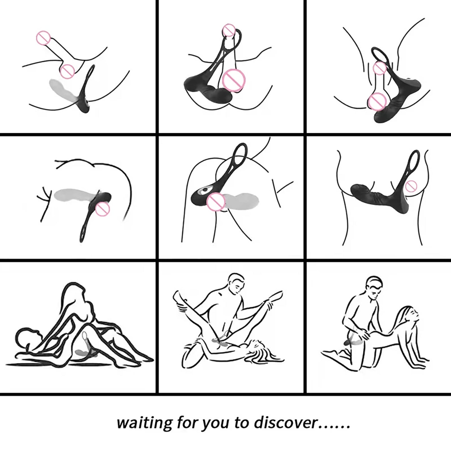 Anal Plug Vibrator Double Rings Prostate Massager Waterproof With Penis Ring Delay Cock Ring Remote Control