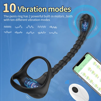 Fashion APP control, remote control type, anal plug vibrating ring sex toy, delayed vibration locking sperm ring penis ring