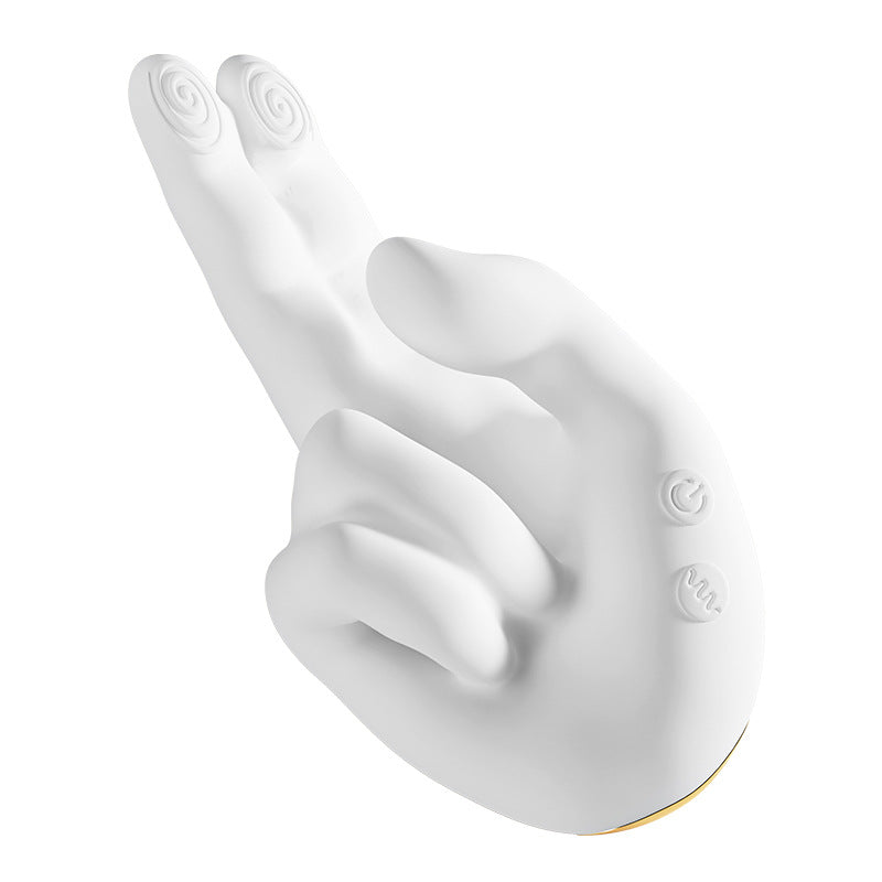 Golden Right-Hand Shaped G-Spot Vibrator - Heated, Insertable, with Clitoral Stimulation, Multiple Modes for Ultimate Pleasure