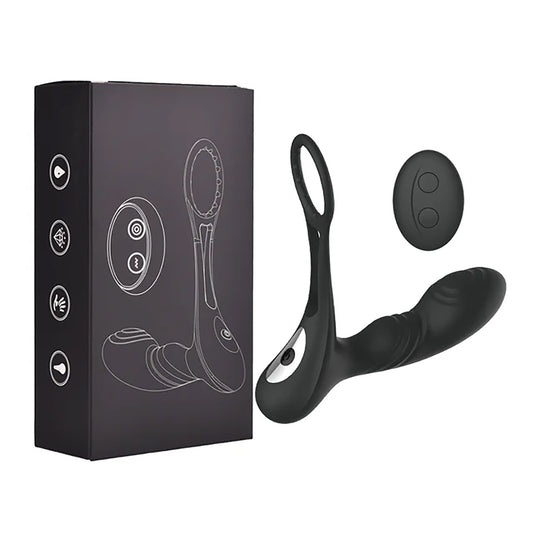Anal Plug Vibrator Double Rings Prostate Massager Waterproof With Penis Ring Delay Cock Ring Remote Control