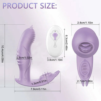 Wearable vibrating panties dildo tongue licking vibrator pulse silent vibrating egg with wireless remote control, female adult sex toy