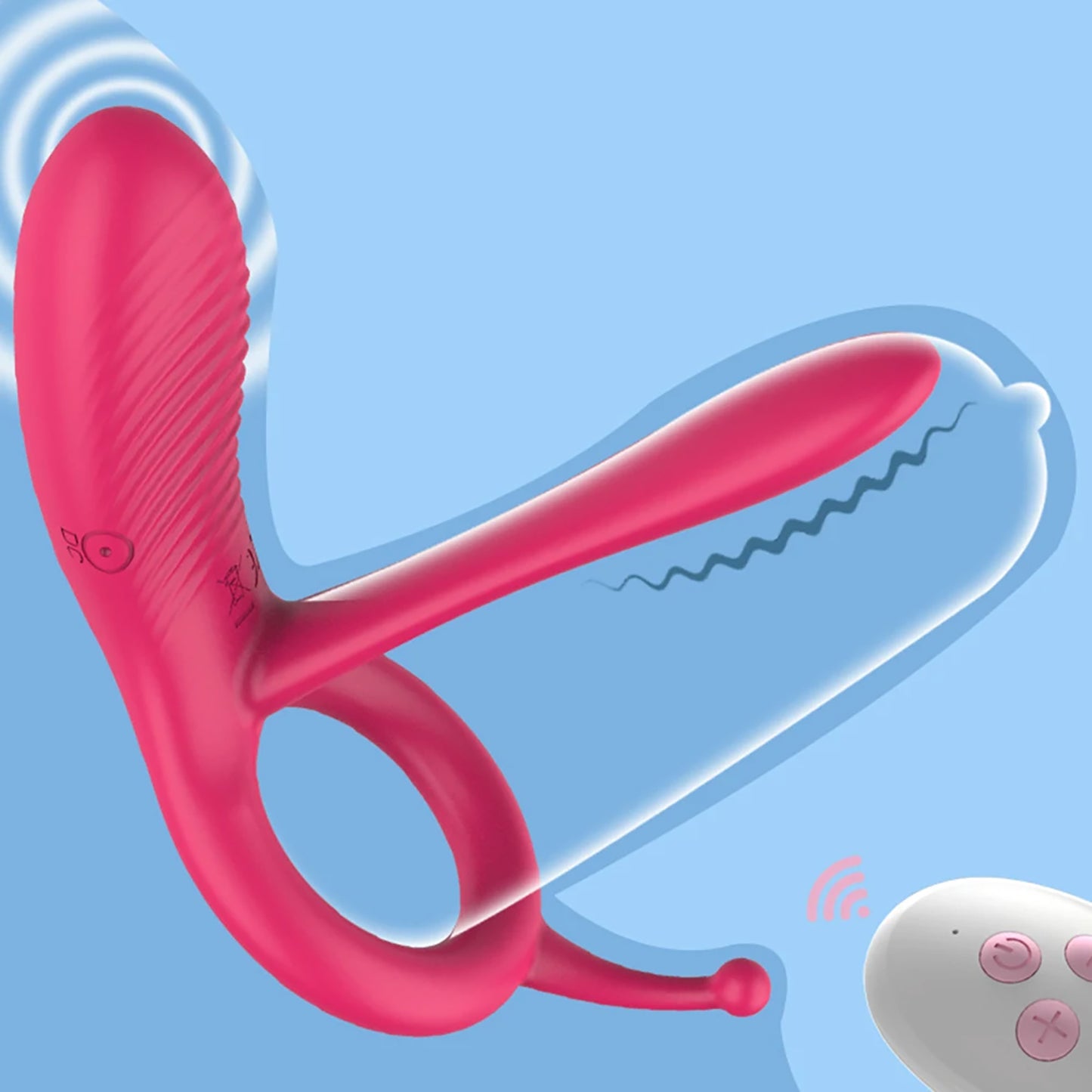 Remote Control Penis Ring Vibrator Silicone Adult Sex Toy Erection Couples Remote Control for Toys Black