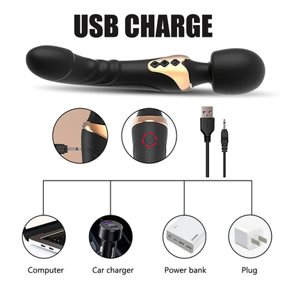 Erotic big head wand clitoris pussy massager vibrator waterproof usb charging adult sex toys for women